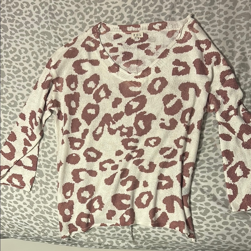 POL Mauve Leopard Print Sweater